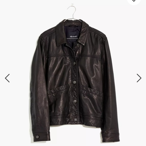 madewell washed leather chore jacket